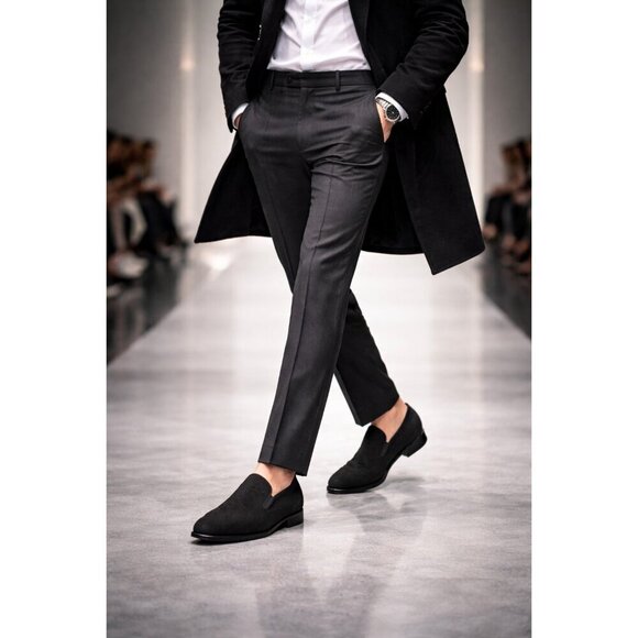 Mezlan Crespi Venetian Loafers Men’s 10M Black Glass Suede Slip-On Dress Shoes main image 10